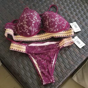 NEW burgundy/gold bikini 34DD